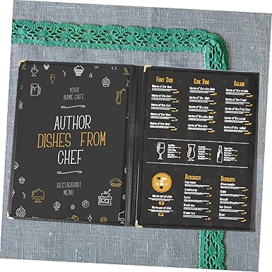 PartyKindom 1pc Menu Clear PVC Binder Cover Hard Hat Chin Strap Leather Binder Pie Storage Container with Lid Rotating Tea Pot Leather File Folder Recipe Binders Order Book Pu Personality A4