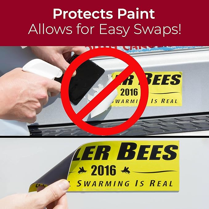 Cut to Size, Durable 4x12in Sticker Magnetizer 2 Pk: Turn Any Decal Into a Strong Magnet. Weatherproof Magnetic Strip Protects Bumper Paint and Allows Easy Swap. Flexible Sheet Guaranteed to Stick