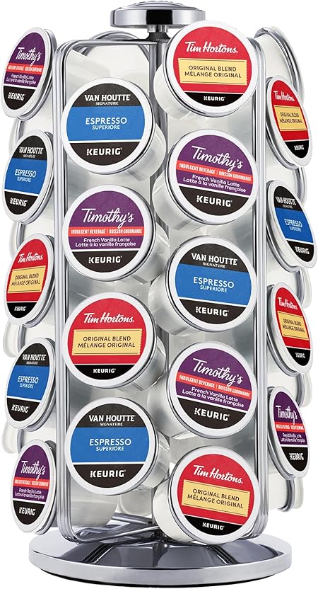 Keurig Storage Carousel, Coffee Pod Storage, Holds up to 36 Keurig K-Cup Pods, Silver