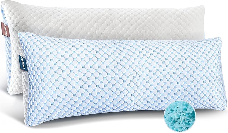 Hearth Harbor Temperature Regulating Reversible Cooling Pillow, Memory Foam Pillow Body Pillow 20" X 54"