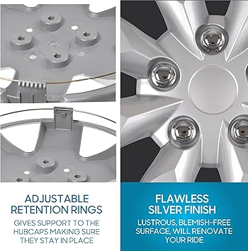BDK (4-Pack) Premium 16" Wheel Rim Cover Hubcaps OEM Style Replacement Snap On Car Truck SUV Hub Cap - 16 Inch Set, Abs,Steel, Acrylonitrile Butadiene Styrene