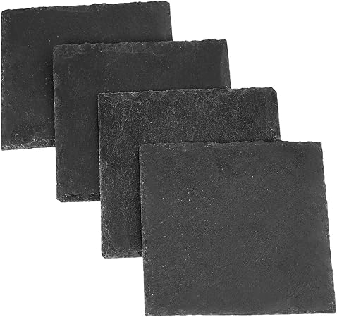 rockcloud Natural Sandstone Slate Coasters Set of 4 Handmade Coasters for Drinks, Beverages, Wine Glasses Furniture Protection, Square