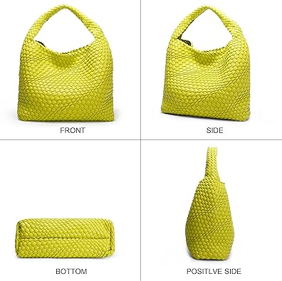 Queenoris Fashion Woven Purse for Women Top-handle Shoulder Bag Soft Summer Hobo Tote Bag