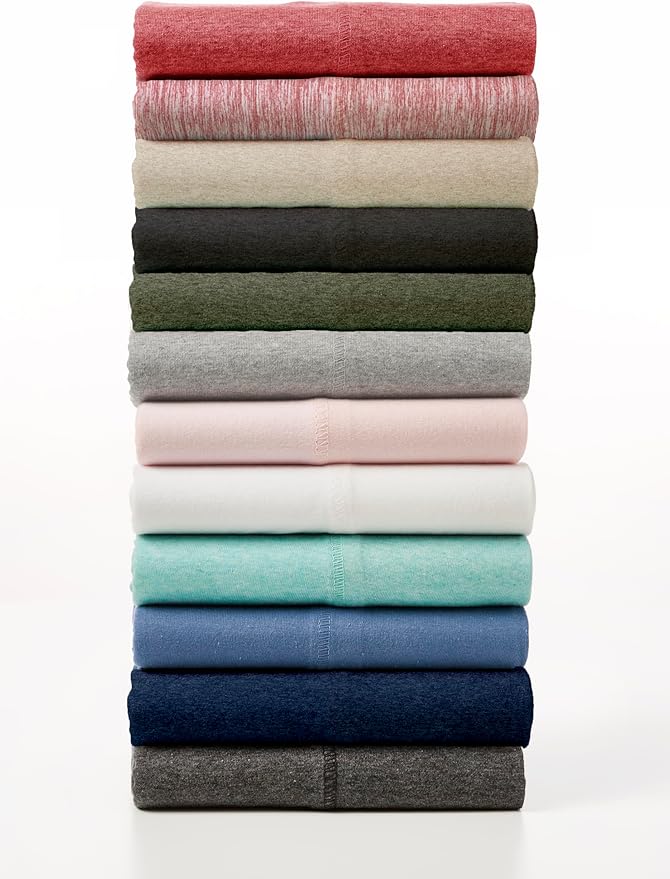 Road Trip America Jersey Knit Sheet Set - 4 Pieces Queen Cotton Sheets Set - Soft Cozy Stretchy Knit Bed Linen (Dark Grey, Queen)