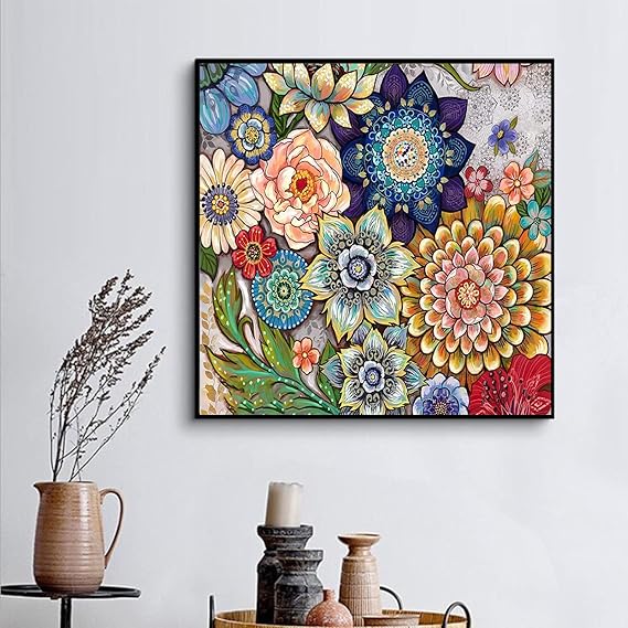Hlison Diamond Painting Kits for Adults, 5D Mandala Diamond Art Kits for Adults Beginner, DIY Flowers Rhinestone Diamond Painting for Home Wall Decor - 12x16 Inch