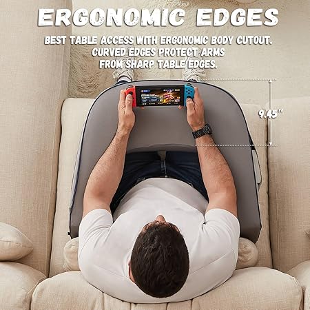 Reading Pillow for Gaming, Extra Large Arm Rest Pillow for Adult, Memory Foam Bed Rest Pillow for Reading, Working, Playing Steam Deck Switch or Sitting in Bed Floor Sofa(Grey)
