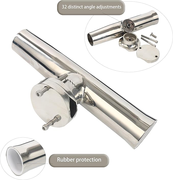 Amarine Made Fishing Rod Holder,Stainless Tournament Style Clamp on Rod Holder,Adjustable Fishing Pole Holder for Rails 1-14" to 2"