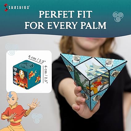 SHASHIBO Avatar The Last Airbender Shape Shifting Box - Award-Winning, Patented Magnetic Puzzle Cube w 36 Rare Earth Magnets - Fidget Transforms Into Over 70 Shapes (Avatar - Air)