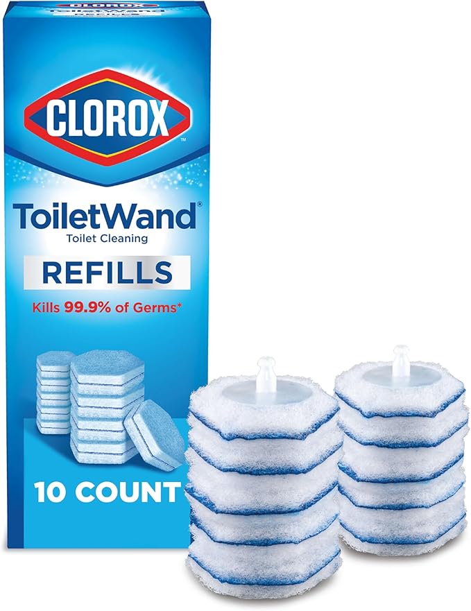 CLOROX ToiletWand Toilet Cleaning Refills, Disinfecting Scrubbing Pads, 10 Count (Pack May Vary)