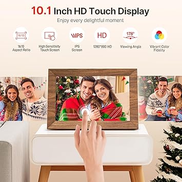 Uhale Digital Photo Frame 32GB Storage 10.1 Inch WiFi Electronic Picture Frame Desktop IPS Touch Screen HD Display SD Card Slot Auto-Rotate Slideshow Share Videos Photos Send Wishes Remotely