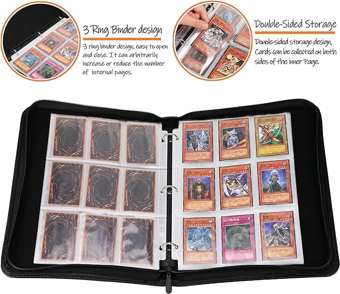 Card Binder for YuGiOh Cards - 9 Pocket Card Holder Book with Sleeves Compatible with Yugioh Cards, Holds 720 Cards