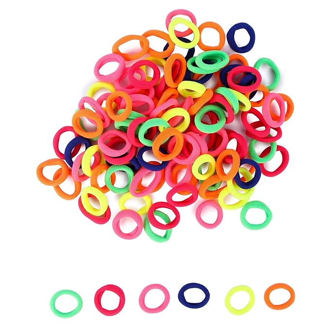 Ponytail Holder Cotton Mini Hair Elastic Rubber Bands Tight, Non-slippery, Stretchable Cotton Elastic Hair Rubber Bands for Kids, Girls Women's (Pack of 50)