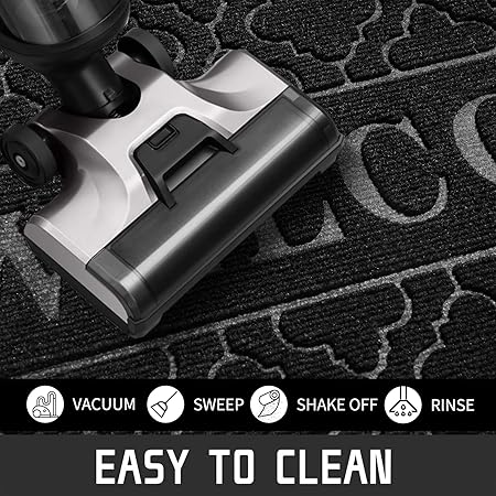 Yimobra Welcome Mat Outdoor Indoor, 29.5x17 All-Season Waterproof Front Door Mat, All-Weather Heavy Duty Doormat, Low Profile Porch Patio Entrance Mat, Non Slip Outside Mat, Black