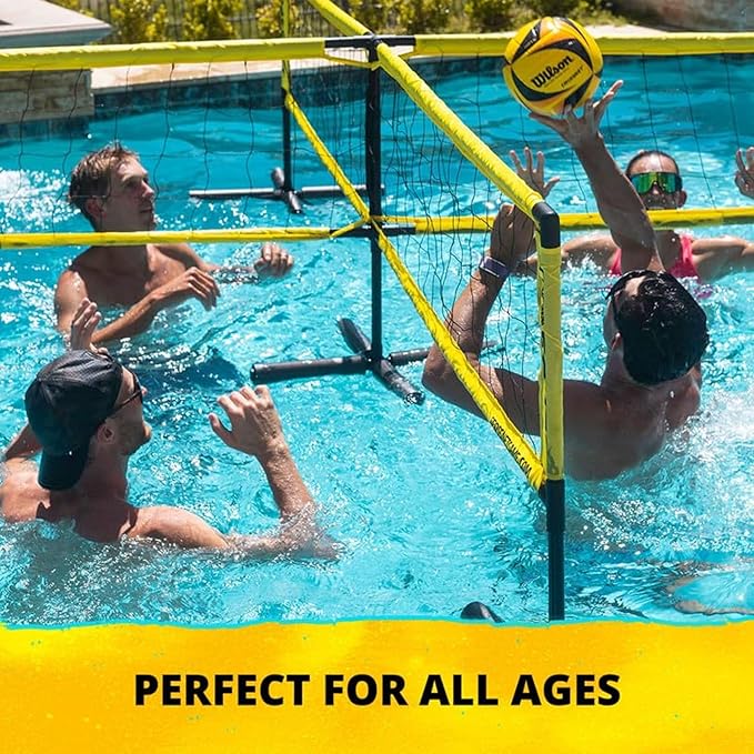 CROSSNET H2O Volleyball Pool Game for Adults and Kids - Four Square Net Pool Game - Quick Assemble Portable - Volleyball Set for Inground Pools - Perfect Pool Toys for All Families WAccessories