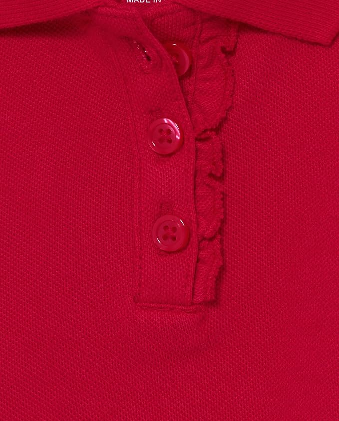 The Children's Place Toddler Girls' Ruffle Pique Polo Shirts, Multipack