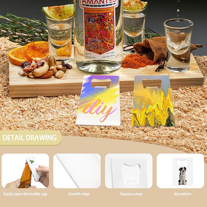 24 Pieces Sublimation Bottle Opener Blanks Credit Card Bottle Opener Metal Stainless Steel Wallet Beer Opener for Kitchen or Restaurant Personalized Sublimation Blank Products, White 2.09 x 3.35 Inch