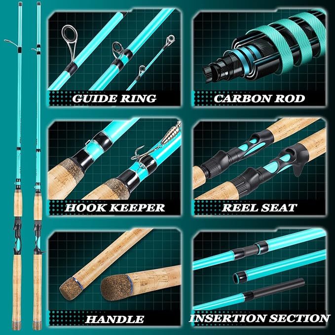 Sougayilang Inshore Saltwater Fishing Rods, Spinning Rods and Casting Rods with AAA Cork Handles,IM7 Toray Carbon Blanks- 7'