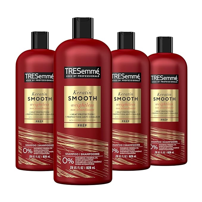 TRESemm Shampoo Keratin Smooth 4 pack Transforming Unruly Hair, Formulated with Lamellar-Discipline, 28 Fl Oz