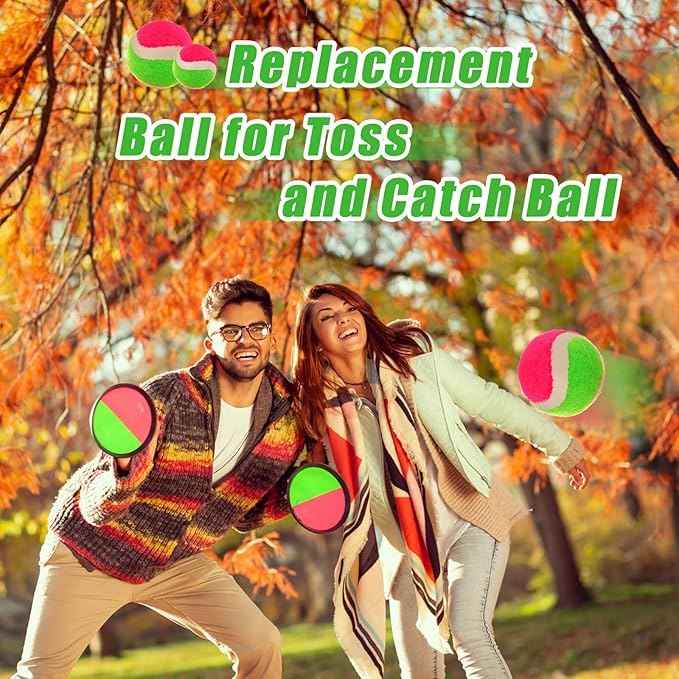 Hanaive 4 Pcs 2 Size Toss and Catch Ball Game Replacement Balls Catch Set for 3 4 5 6 7 8 9 10 Year Boys Girls Adults, 2.5 inches and 1.8 inches