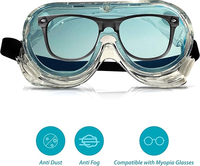 Protective Safety Goggles, Transparent Frame Protection Soft Lightweight Eyewear
