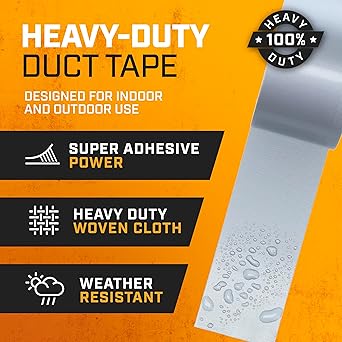 Lockport 5-Pack Duct Tape - 90ft x 2in - Duct Tape Heavy Duty, Silver, Flexible, No Residue, Tear by Hand - Bulk Value for Repairs