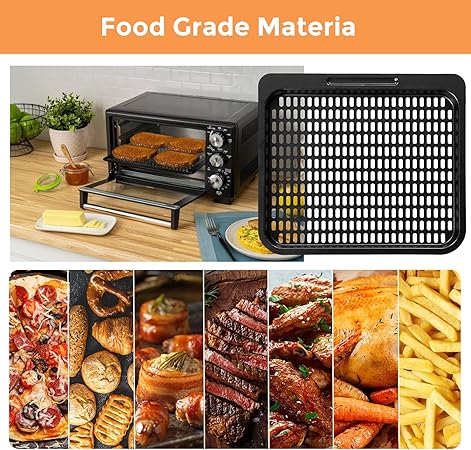 Air Fryer Cooking Tray for Instant Vortex Plus10 Quart, 2 PCS Food Grade Nonstick Replacement Rack Parts Grill Pan Crisper Plate for Innsky 10.6Qt CROWNFUL 10.6Qt Air Fryer Oven, Dishwasher Safe