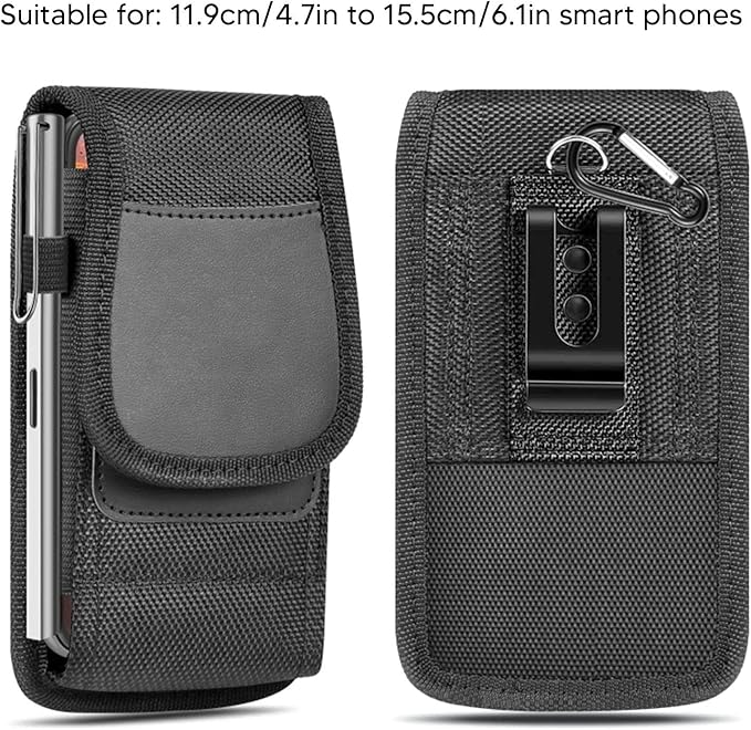 Cell Phone Purse, Nylon Belt Clip Phone Pouch with Card Slot Phone Holder Fits for 11.9cm/4.7in to 15.5cm/6.1in Smart Phones