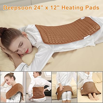 Heating Pad-Electric Heating Pads for Back,Neck,Abdomen,Moist Heated Pad for Shoulder,Knee,Hot Pad for Arms and Legs,DryMoist Heat Auto Shut Off(Brown, 12''24'')