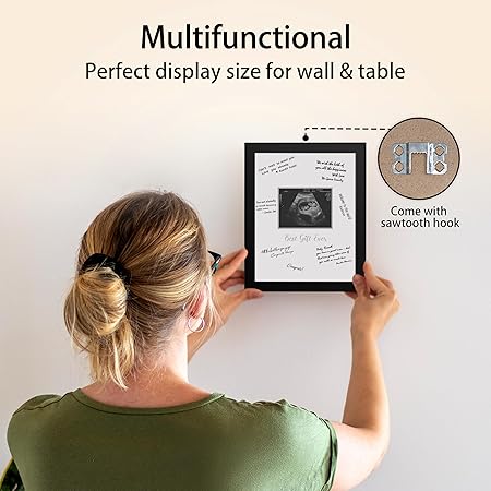 Sonogram Signature Frame Guest Book, Ultrasound Picture Keepsake Frame, Baby Shower Guest Book Alternatives, Gender Neutral Baby Shower Party Decor, Gift for Expecting Moms, Black