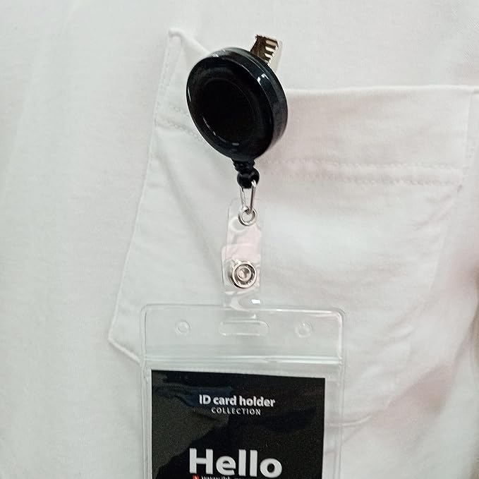 10 Pack Retractable ID Badge Holder Reels with Swivel Alligator Clip Bulk Pack Premium Badgei14Blacki14