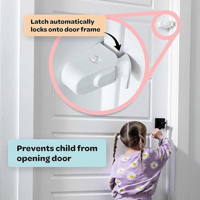 Huglock - The Snap-On Door Lock Kids Can't Reach or Defeat - No Tools or Adhesives Required - Works With Door Knob, Lever or Handle - Childproof Safety Locks are Toddler, Baby and Child Proof (1 Pack)