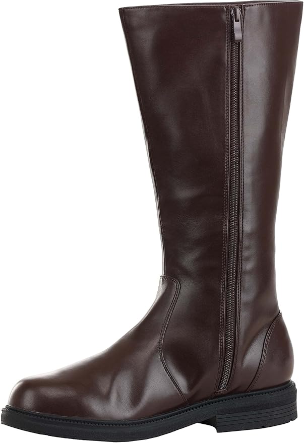 Fun Costumes Tall Brown Adult Boots - Faux Leather, Textured Rubber Soles, Inner Zippers, Halloween Cosplay Size 10
