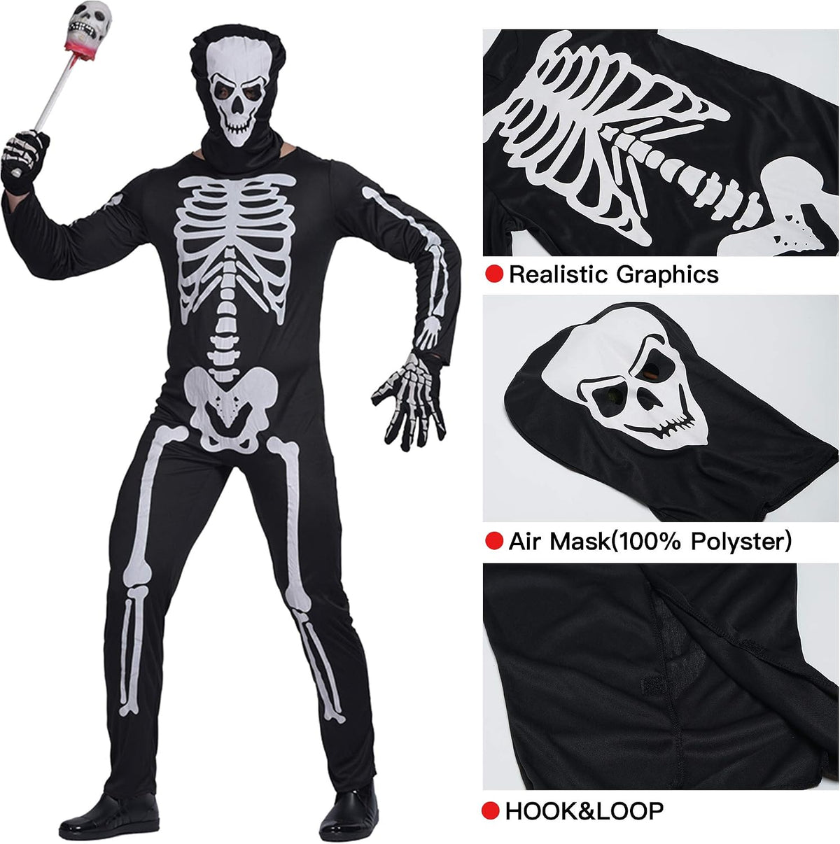 EraSpooky Men Skeleton Halloween Costume