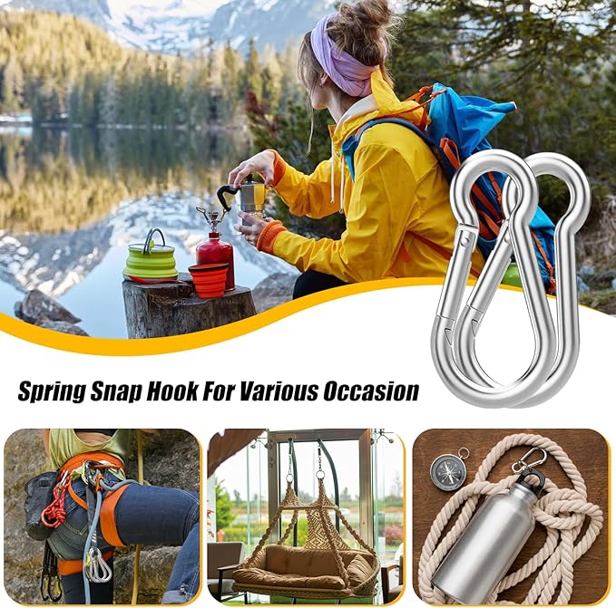 30PCS 4" Heavy Duty Spring Snap Hook, M10 38" Galvanized Steel Carabiner Clip Qiuck Link Spring Snap Hook, 770LBS Holding Capacity Keychain Buckle for Swing Hammock Gym Outdoor