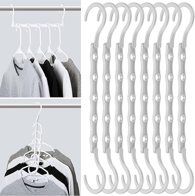 Mr. Pen- Space Saving Hangers for Clothes, 8 Pack, White Space Saver Hangers, Shirt Hangers Space Saving, Clothes Hanger Organizer, Hanger Space Saver, Multi Hanger, Magic Hangers