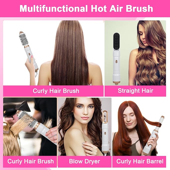 5-in-1 Hot Air Comb Home Use Straight Hair Curly Hair Blow Dryer Comb Multi-function Hair Styling Tool