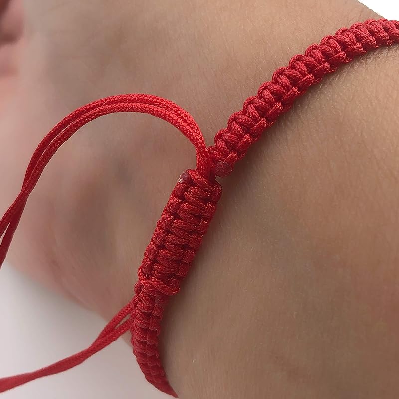 Handwoven Red Thread with Saint Michael Archangel Medal and Cultured Fresh Water Pearl - Catholic Protection Bracelet Adjustable Size for Women