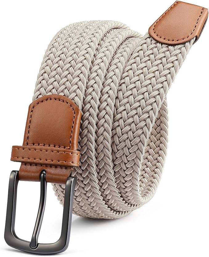 CHAOREN Stretch Belts for Men - Braided Elastic Golf Belt for Men 1 38"- Gift for Casual Jeans Shorts