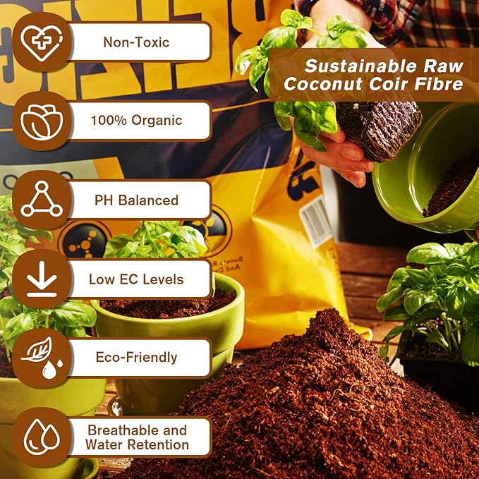 Legigo Pack of 10 Organic Coco Coir Bricks- 100 Natural Compressed Coco Peat Brick Coconut Fiber Substrate with Low ECpH Balance, Plant Soil Enhance Root Growth for Herbs, Flowers, House Plants