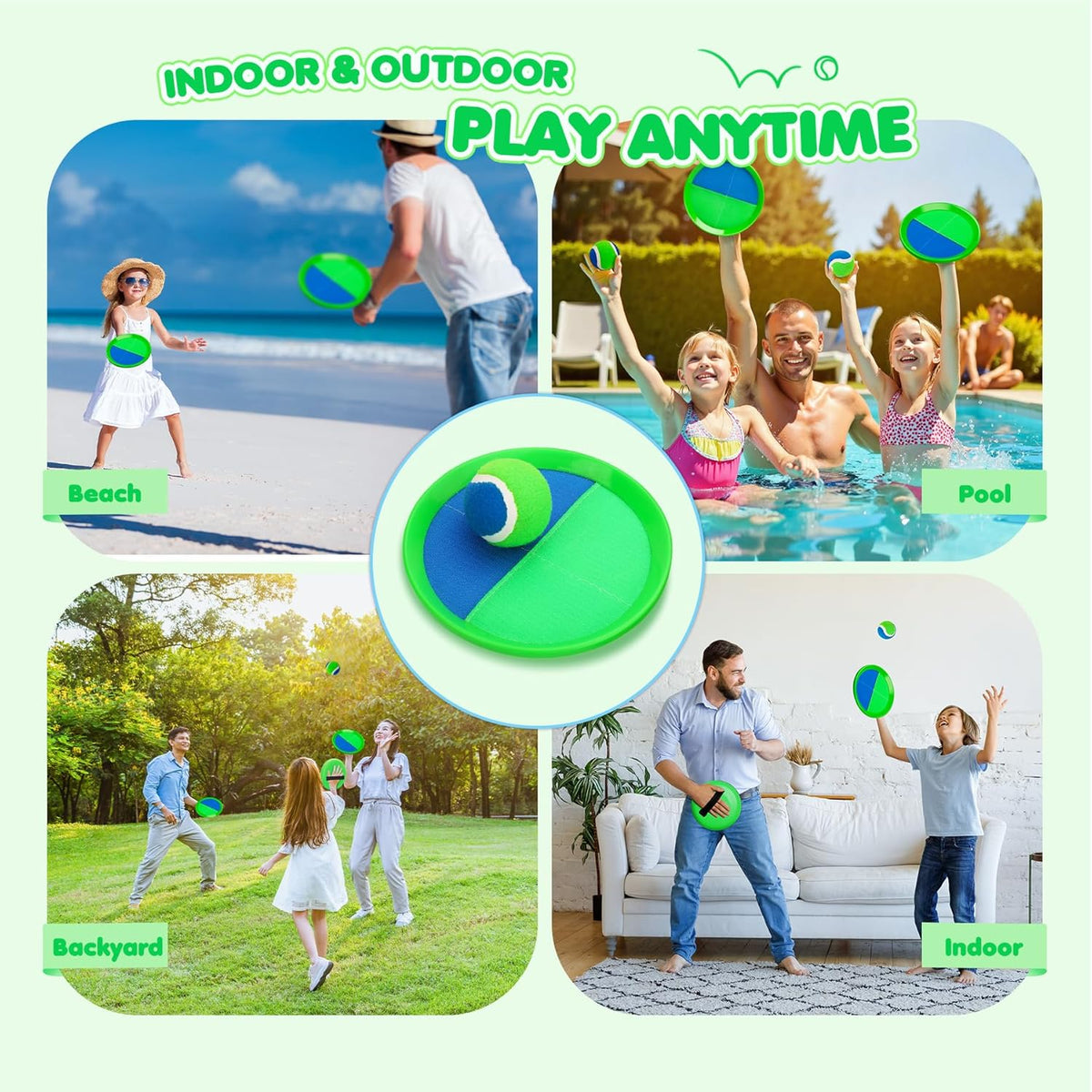 Toss and Catch Ball Set Upgraded - Kids Toys Beach Toys Baseball Games - Sturdy & Water-Resistant for Outdoor Pool Yard Games - Classic Gift for Boys Girls 3 4 5 6 7 8 9 10 11 12+ Years
