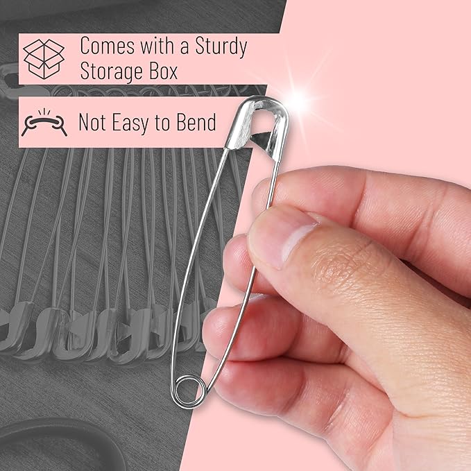 Mr. Pen- Safety Pins Assorted, 400 Pack, 5 Different Sizes, Silver, Assorted Safety Pins, Safety Pin, Small Safety Pins, Safety Pins Bulk, Large Safety Pins, Safety Pins for Clothes