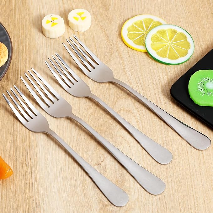 4 Pcs Stainless Steel Dinner Forks 2 Size Appetizer Fork Silver Heavy Duty Food-Grade Stainless Steel Silverware Fork Dishwasher Safe Forks Silverware For Home Kitchen Restaurant