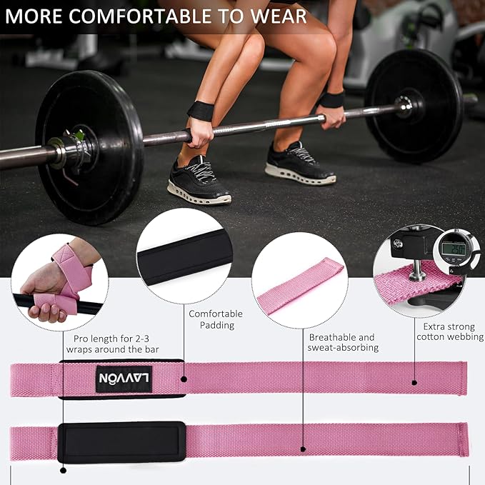 Squat Pad Set - Foam Barbell Pad for Squats Cushion, Lunges Bar Padding for Hip Thrusts - Standard Weight Bar Pad - With Ankle Straps, Wrist Straps for Weightlifting