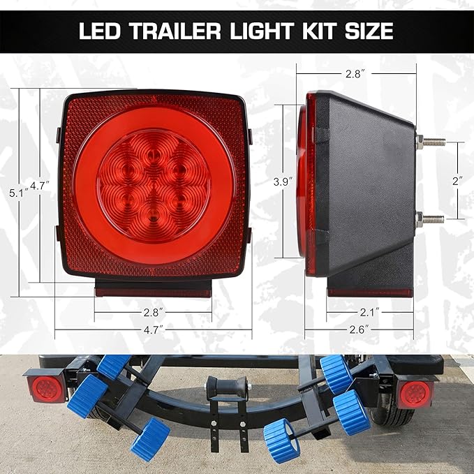 LINKITOM New Halo Submersible LED Trailer Light, Super Bright Brake Stop Turn Tail License Lights for Camper Truck RV Boat Snowmobile Under 80" Inch