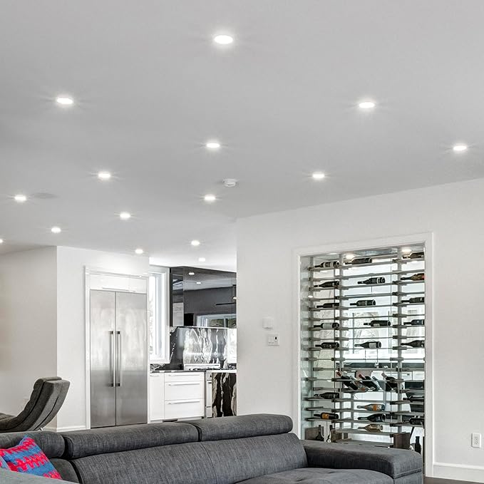 Maxxima 3 in. 5 CCT Ultra Thin Recessed LED Downlight, 500 Lumens, Slim Canless Light, IC Rated, 5 Color Temperature Selectable 2700K3000K3500K4000K5000K, Dimmable, White Trim, J-Box Included