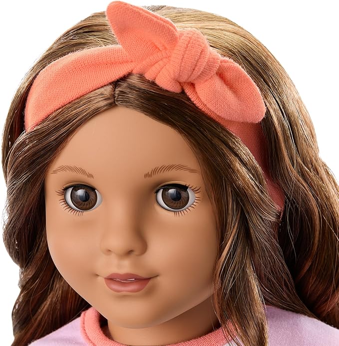 American Girl Truly Me 18-inch Doll Waking Up is Ruff PJs Outfit with Plush Slippers and Knotted Headband, for Ages 6