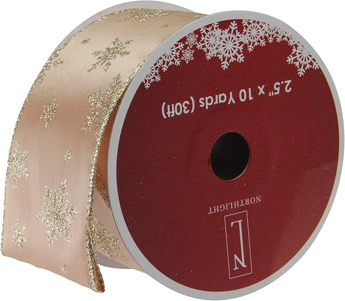 Northlight Gold Snowflakes Christmas Wired Craft Ribbon 2.5" x 10 Yards