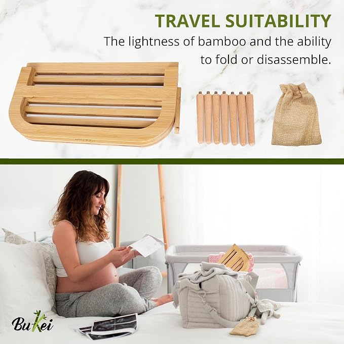 Bamboo Baby Bottle Drying Rack - Space Saving Bottle Dryer & Holder (no brush included)