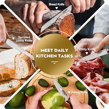 SCOLE Chef Knife Ultra Sharp Kitchen Knife Set 7-Piece, Premium German 1.4116 Stainless Steel Chefs Knife Set, Ergonomic Handle Professional Knives Set for Kitchen with Gift Box
