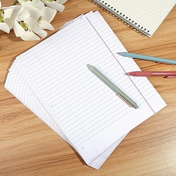 Loose Leaf Paper Wide Ruled Notebook Paper, 8" x 10.5" Lined Filler Paper for 3-Ring Binders, 3-Hole Punched Writing Paper-120 Sheets, White